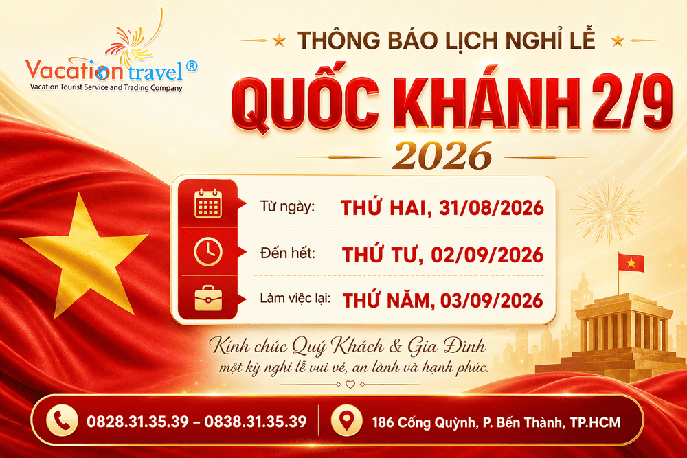 THÔNG BÁO LỊCH NGHỈ LỄ QUỐC KHÁNH 2/9/2026